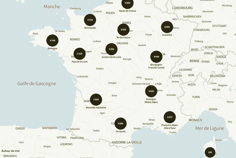 Carte de France des restaurants référencés